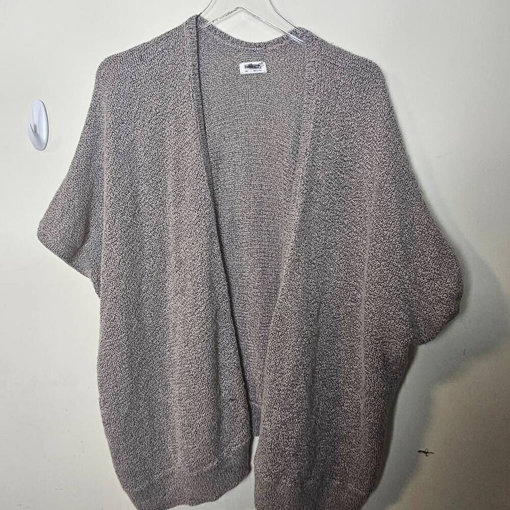 Aritzia Community Cape Open Front Cotton Knit sweater XXS Marled Taupe Gray Over